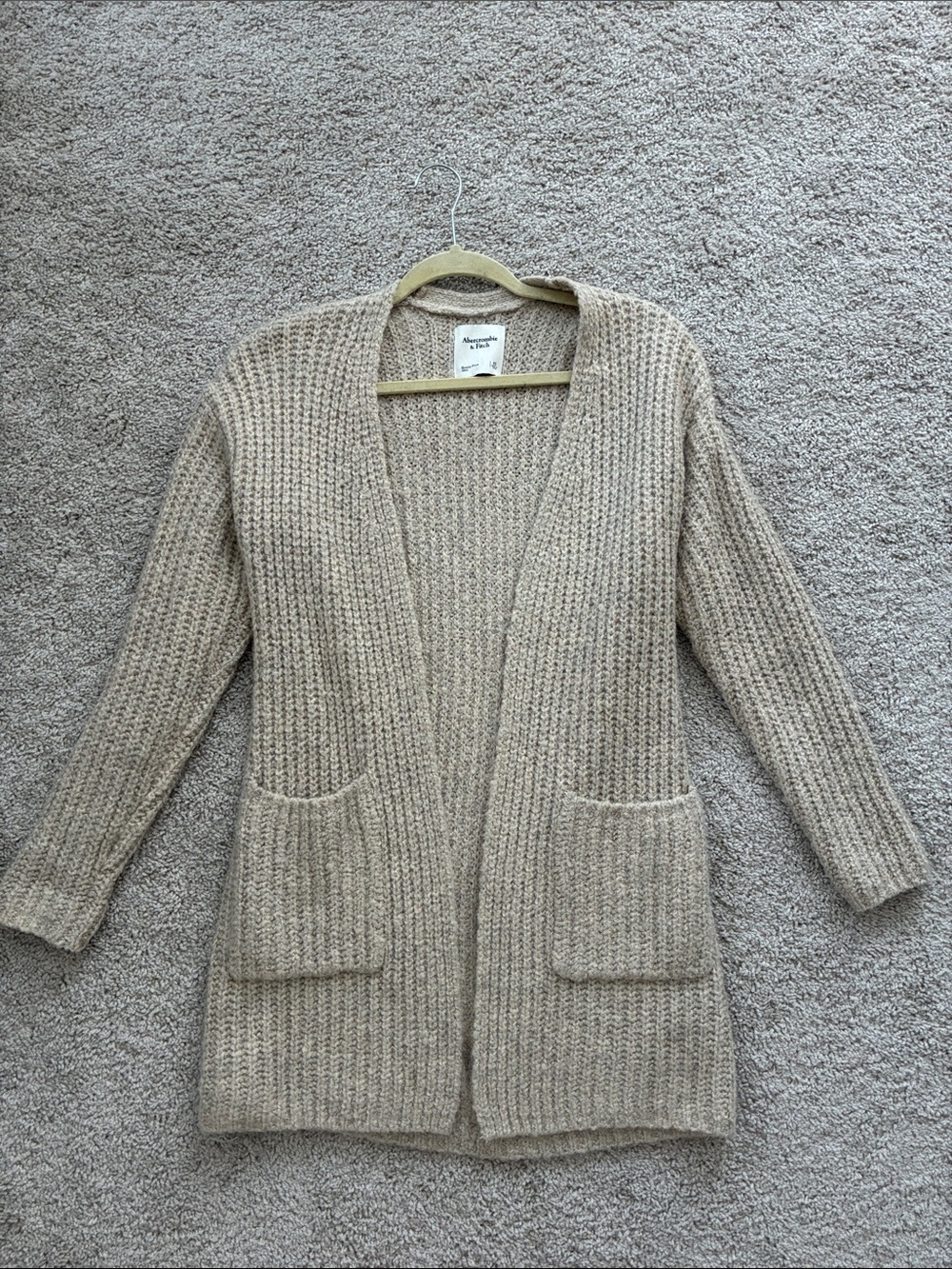 Abercrombie & Fitch Women's Open-Front Knit Cardigan - Beige